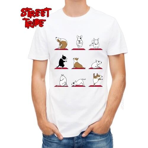 Cotton Men T Shirts Animal funny design Men t-shirt Bull Terrier Shiba Pug hipster cool male tops tee