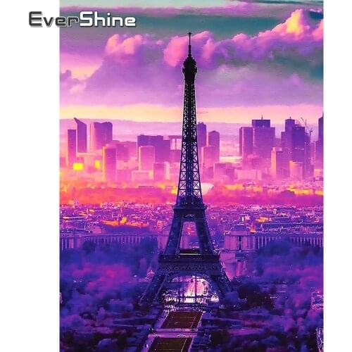 EverShine Full Square DIY Diamond Painting Landscape Paris Picture Mosaic Diamond Embroidery Tower Cross Stitch Handmade Gifts