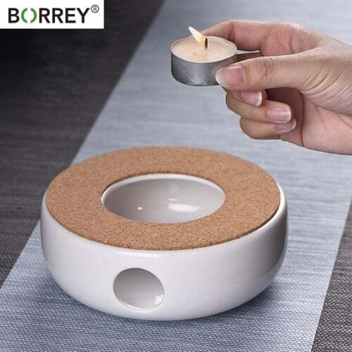 BORREY Ceramic Teapot Holder Base Portable Warming Tea Stand Candle Holder Heating Base Tea Coffee Warmer Teapot Heater Stove
