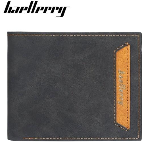 Baellerry Short Wallets for Men PU Suede Leather Slim Bifold Mens Purse Japan Fashion Soft Small Retro Male Card Holder Purse