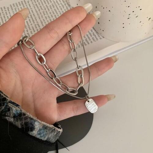 Gold Silver Color Short Choker Necklace Hip-hop Thick Clavicle Chain Pendant Multi-layer Necklaces for Women Fashion Jewelry