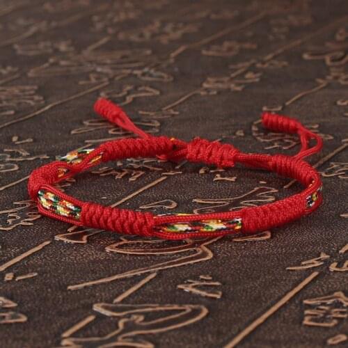 Handmade Colorful Thread Braided Adjustable Tibetan Buddhist Lucky Red Rope Bracelets for Women Men Couple Friendship Jewelry