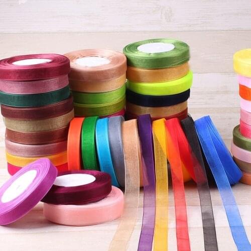 45Meters/Roll 15mm Chiffon Organza Ribbons for Wedding Birthday Party Decoration Christmas Halloween Gift Wrapping Ribbons Ruban