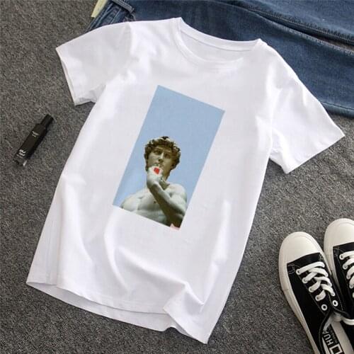 David Michelangelo Summer Mens tshirt Short Sleeve Funny Printed chewing print Fun Harajuku tshirt Plus size new Mens T-shirt