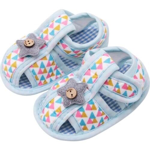 Summer Canvas Baby Shoes Baby Girl Hollow Plaid Soft-Soled Princess crib shoes Star heart floral insert prewalkers