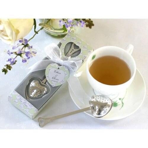 20pcs/lot free shipping Heart Tea Infuser Spoon Stainless Steel Tea Pot Infuser Tea Strainer Tea Fliter wedding gift favors
