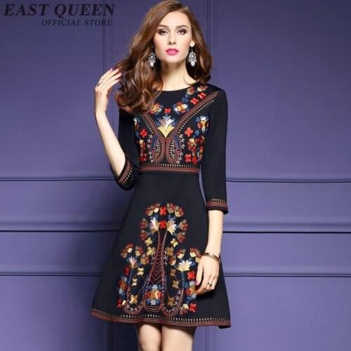 Mexican embroidered dress woman black mexican dress hippie boho chic dresses ladies tunic boho style dresses NN0211 YW