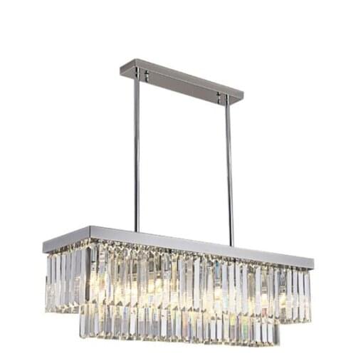 Postmodern minimalist light luxury rectangular rectangular chandelier hotel villa LED bedroom living room lamp