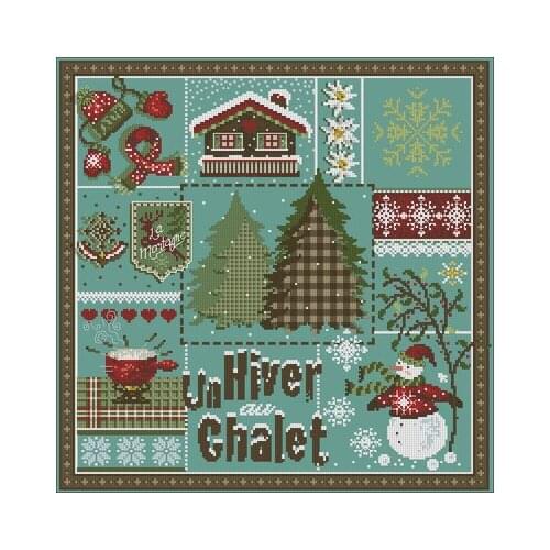 Gold Collection Counted Cross Stitch Kit Cross stitch RS cotton with cross stitch Christmas Snowman and Christmas Tree