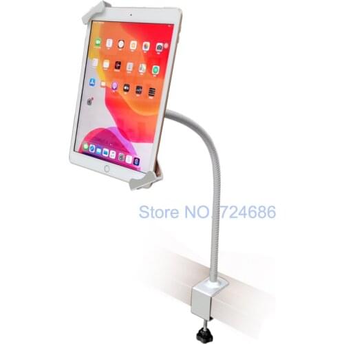 Universal 7-10.1 inch tablet table security mount lock holder kiosk POS with flexible gooseneck arm display on shop or retail