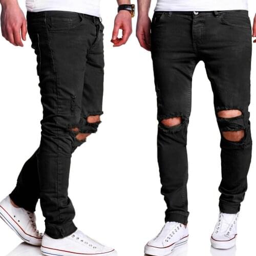 2021 New European and American Fashion Casual Sports Pants Trend Front Line Loose Design Classic Ripped Trousers Design