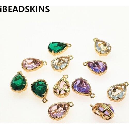 New arrival! 19x12mm 50pcs Copper/Faceted Crystal Drop shape charm for Hand Made Earrings DIY parts,Jewelry Finding & Component