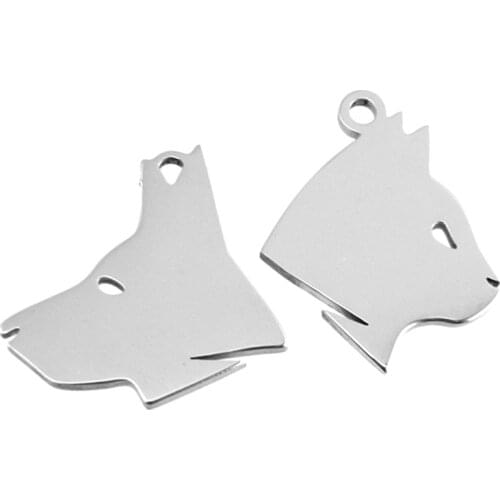 Hunter dog head charm cat head pendant name tags blank pet tags Stainless steel mirror polished charms 50pcs