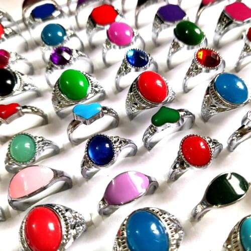 Bulk lots 100pcs Wholesale Top Mixed Womens Charm Sweet Elegant Silver Tone Rings New Female Jewelry Girls Party Gift