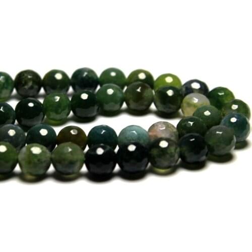 Wholesale AAA+ Faceted Moss Agat Natural Stone Round Beads For Jewelry Making DIY Bracelet Necklace 4/6/8/10/12 mm Strand 15