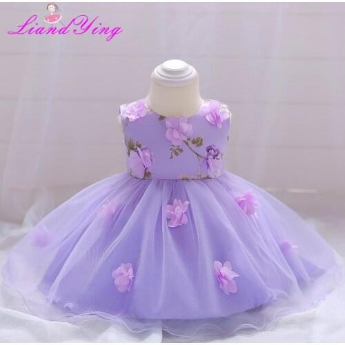 Newborn Baby Girl 1 Year Birthday Dress Petals Tulle Toddler Girl Christening Dress Infant Princess Party Dresses For Girls 2T