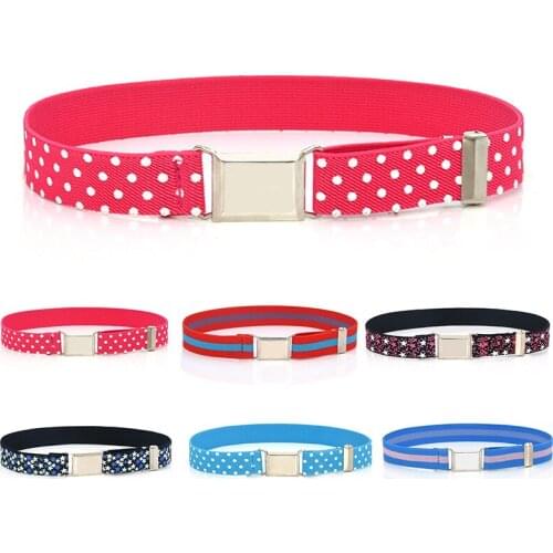 New Children Unisex Canvas Belts Boys Girls Elastic Belt Alloy Buckle Adjustable Multicolor