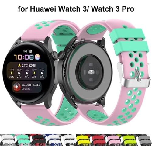 Pink Strap for Huawei Watch GT 2 46mm / GT/ GT 2e Band Silicone 22mm Quick Release Wristband Strap for Huawei Watch 3 Pro correa