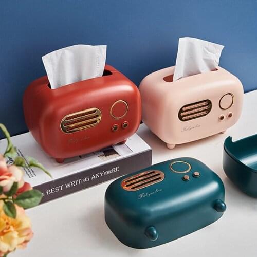 Retro Radio Shape Creative Tissue Box Home Restaurant Paper Box Coffee Table Pumping Paper Box Accessories Tissue Boxes Tools