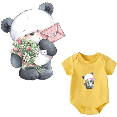 Cute Panda patch Badge Thermo stickers iron on transfer for clothing heat transfer Applique Fusible Patch Stickers On Clothes