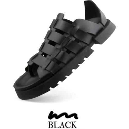 Summer men sandals male summer personality Roman style genuine leather Korean version Thick bottom air permeability boots