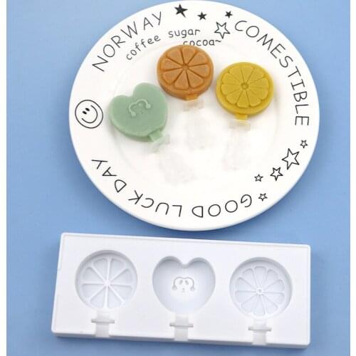 Silicone Ice Cream Cube Mould Orange DIY Popsicle Mold Dessert Love Ice Cream Mold with Lid Popsicle Mould