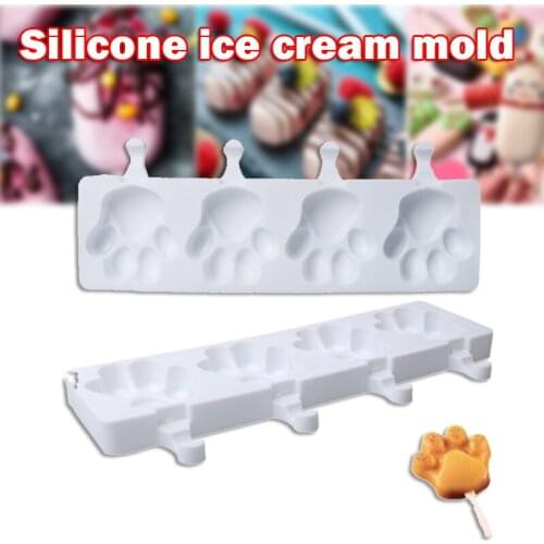 4 With Bear Paw Silicone Ice Cream Mold, Ice Cream Cube Tray, Homemade Desserts, Health And Hygiene, Kitchen Supplies