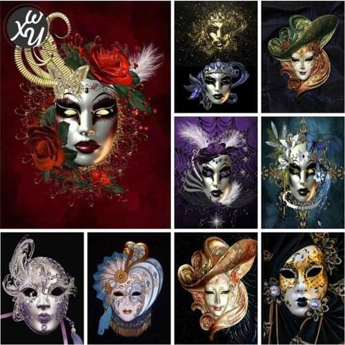 WEIWEI Full Diamond Painting Kits Horror Mask Mosaic Cross Stitch Diamond Embroidery Picture of Rhinestone for Family Decoration