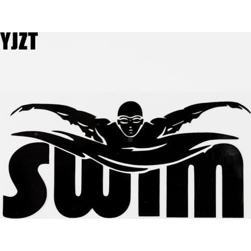 YJZT 17.6CMX8.4CM Swim Player Athletic Sports Vinyl Car Sticker Black/Silver 8A-0965