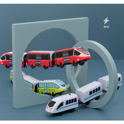 Railway Locomotive Magnetically Connected Electric Small Train Magnetic Rail Toy Compatible With Wooden Track Toys For Kids Gift