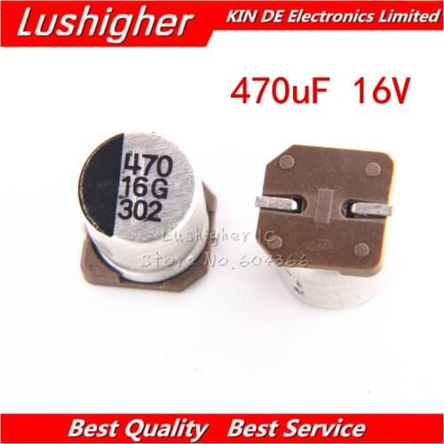 10pcs 16V 470UF 16V470 SIZE 10.5x10.5mm SMD Aluminum Electrolytic Capacitor