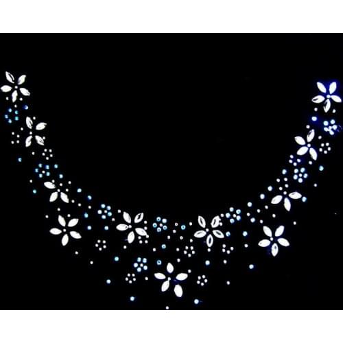 2pc/lot Rhinestones and Hot plate neckline hot fix rhinestone transfer motifs iron on transfers patches for sweater