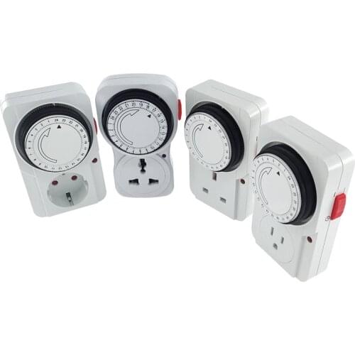 24 Hour Cyclic Timer Switch Kitchen Timer Outlet Loop Universal Timing Socket Mechanical Timer 230VAC 3500W 16A UK EU CN US Plug