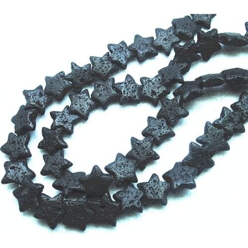 28PCS Nature Black Lava Stone Beads Five Star Shapes 14MM Loose DIY Jewelry Accessories For Womens Bracelets Make Free Shipping