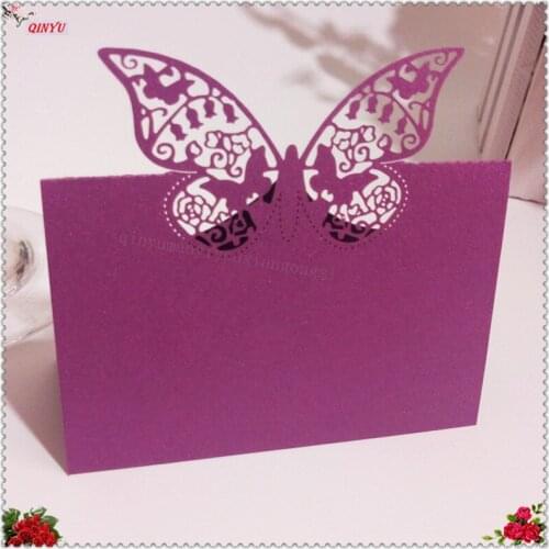 50/100pcs Laser Cut Wedding Invitations Cards Wedding Party Supplies Decor Pearlscent Paper Cards Hollow out butterfly 9*12cm 6z