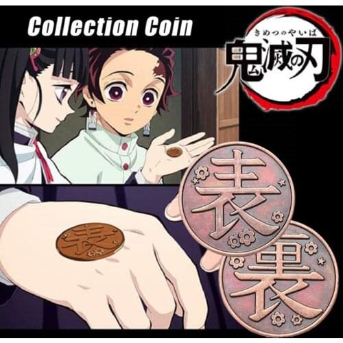 Anime Demon Slayer Kimetsu No Yaiba Tsuyuri Kanao Kochou Shinobu Collection Alloy Metal Coin Cosplay Props Coins
