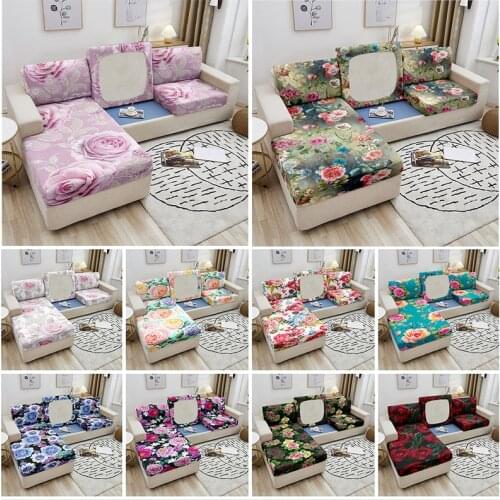 Rose Flower Fabric Sofa Seat Cover Washable Sofa Seat Cushion Cover For Chaise Longue Slip Cover Couch Sofa Cover 1-4 Seater