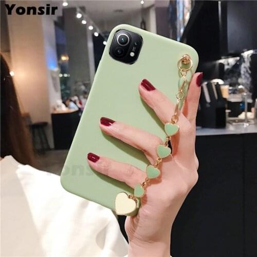 For Xiaomi Mi 11 Lite Pro Mi11 Ultra Cover Heart Love Wristband Soft Case For Redmi Note 9 10 Pro 9S 10S 9A 9C Poco X3 NFC F3