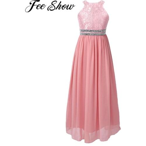 Kids Dresses for Girl Chiffon Floral Lace Flower Girls Dress Princess Girls Pageant Dress Wedding Party First Communion Dress