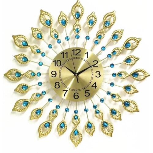European style creative peacock wall clock personalized silent clock luxury living room decorative clock