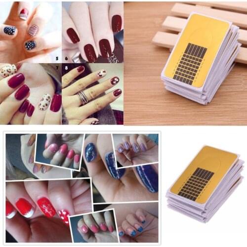 50Pcs French Tips Nail Forms Gel Polish Extension Forms Acrylic Tips Nail Art Decoration DIY Nail Gel Curl Forms Nail Stickers