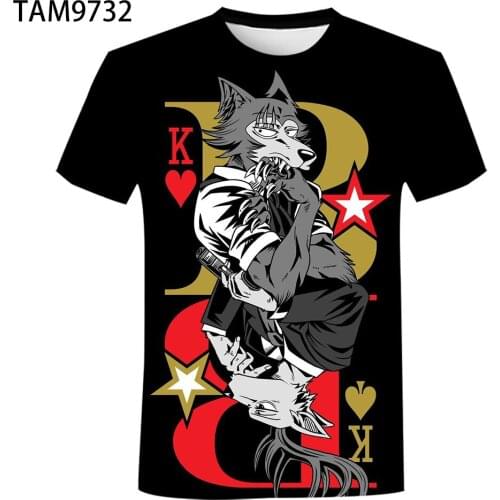 Beastars T-Shirt 3D Printing Japanese Cartoon Comics For Men And Women Childrens Summer Casual Short-Sleeved Wolf Rabbit Top