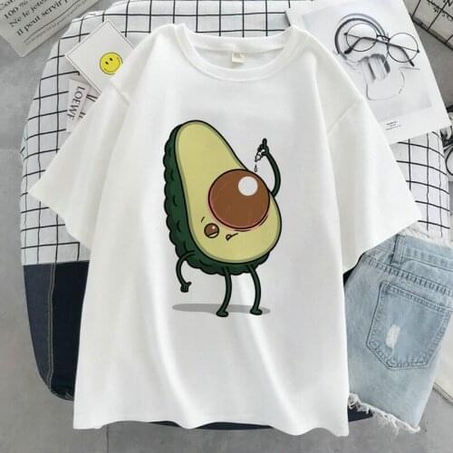 Avocado Eye Drops Graphic Print T-shirt Women Harajuku Aesthetic White Top Tshirt Tee 2021 New Summer Fashion Y2k Female T Shirt