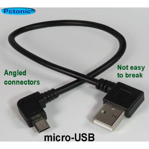 PCTONIC Elbow Micro-USB Cable for bank power Right Angled connectors bent data short cable male type-A USB to micro male