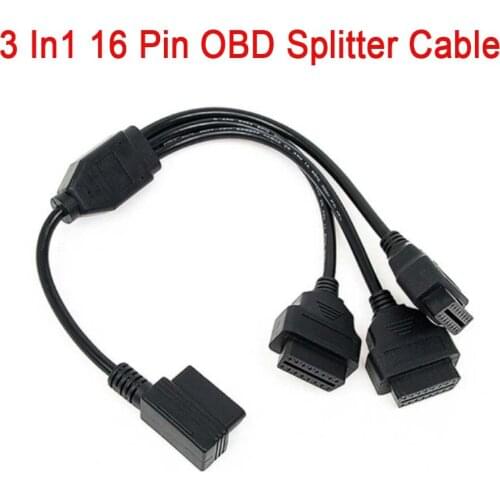 Straight Head 16 Pin OBD 1 to 3 Splitter Cable Wire Extension Cords Male to Triple Female Connector For Multiple OBD2 Equipment
