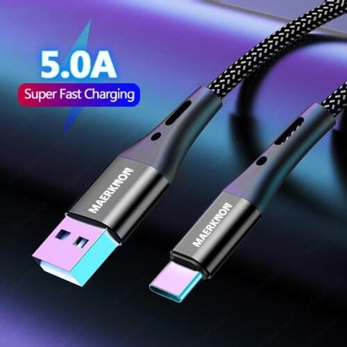 5A USB Type C Cable Fast Charging 3A USB C Type-C Charger Cord Wire for Samsung Galaxy S10 Plus Xiaomi mi9 Huawei Mobile Phone