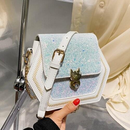 [minus 10] Small Female Summer 2021 Girl Sequined Small Square Bag Unique One-Shoulder Messenger Bag new crossbody bags