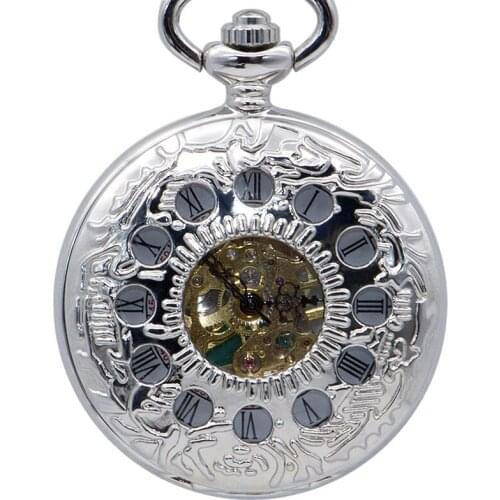 Fashion Vintage Silver Crystal Flower Style Mechanical Pocket Watch Best Christmas Gift Pendant White Dial PJX1386