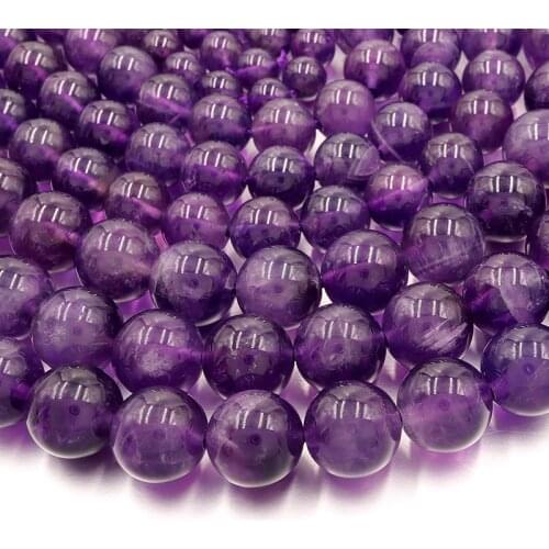 Natural Amethyst Round Loose Bead Purple Rock Crystal Quartz For Jewelry Making DIY design 925 silver Bracelet