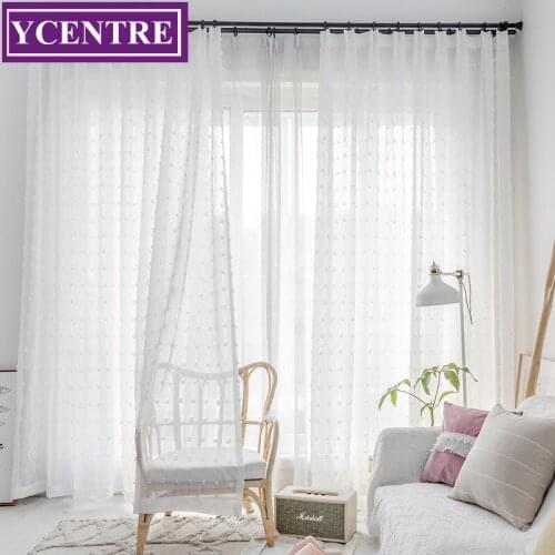 YCENTRE New White Small Piont Tulle Curtains for the Living Room modern Sheer Curtain for Bedroom Window Blind Voile Custom Size